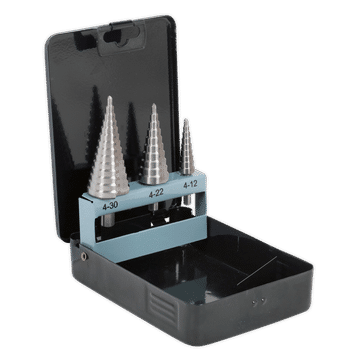 HSS 4341 Step Drill Bit Set 3pc Double Flute