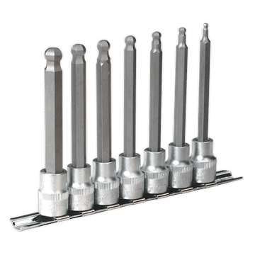 Ball-End Hex Socket Bit Set 7pc Metric 3/8