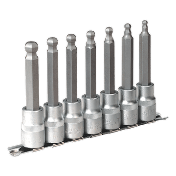 Ball-End Hex Socket Bit Set 7pc 100mm 1/2