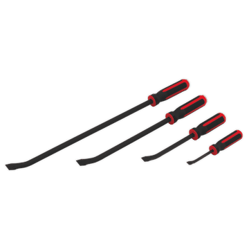 Angled Pry Bar Set 4pc Heavy-Duty with Hammer Cap