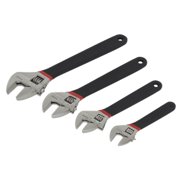 Adjustable Wrench Set 4pc Ni-Fe Finish