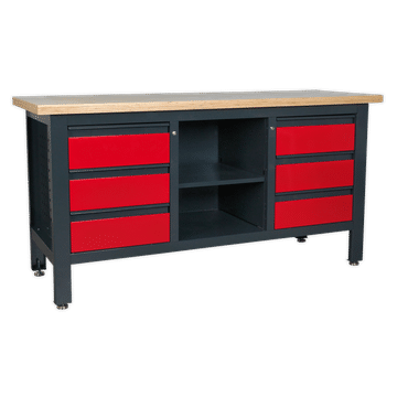 Workstation with 6 Drawers & Open Storage