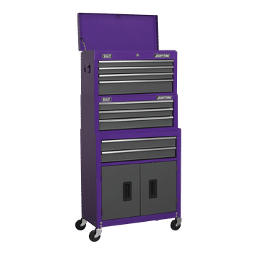 Topchest, Mid-Box & Rollcab 9 Drawer Stack - Purple
