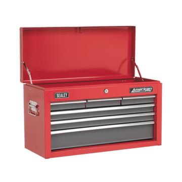 Topchest 6 Drawer with Ball-Bearing Slides - Red/Grey