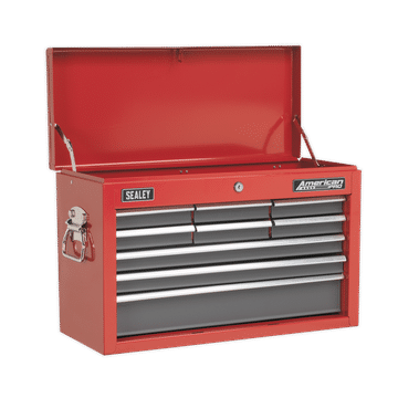 Topchest 9 Drawer with Ball-Bearing Slides - Red/Grey