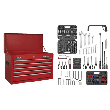 Topchest 5 Drawer with Ball-Bearing Slides - Red & 272pc Tool Kit