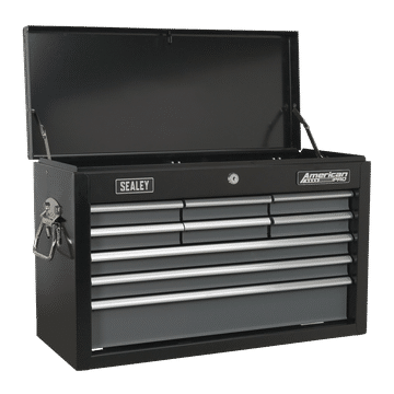 Topchest 9 Drawer with Ball-Bearing Slides - Black/Grey