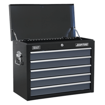 Topchest 5 Drawer with Ball-Bearing Slides - Black/Grey