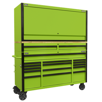 15 Drawer 1549mm Mobile Trolley with Wooden Worktop and Hutch and 2 Drawer Riser