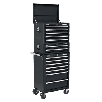 Topchest, Mid-Box & Rollcab Combination 14 Drawer with Ball-Bearing Slides - Black