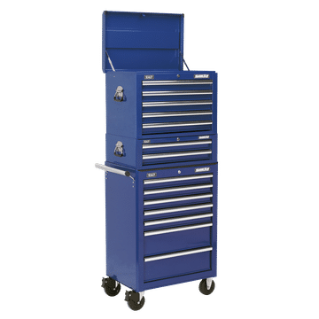 Topchest, Mid-Box & Rollcab Combination 14 Drawer with Ball-Bearing Slides - Blue