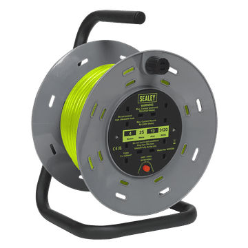 Cable Reel with Thermal Trip 4 x 230V Sockets 25m - Green