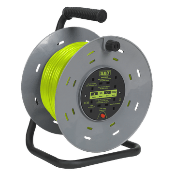 Cable Reel with Thermal Trip 4 x 230V Sockets 50m - Green