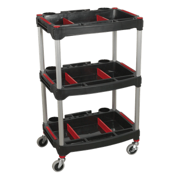 Workshop Trolley 3-Level Composite with Parts Storage