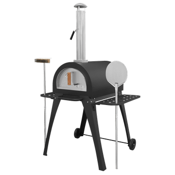 Dellonda Large Outdoor Wood-Fired Pizza Oven & Smoker with Side Shelves & Stand - DG103