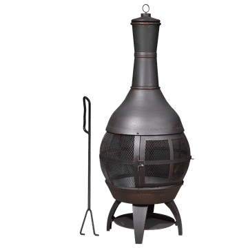 Dellonda Deluxe 360° Chiminea/Fire Pit/Outdoor Heater - Antique Bronze Finish - DG112