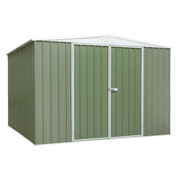 Dellonda Galvanised Steel Metal Garden/Outdoor/Storage Shed, 10FT x 10FT, Apex Style Roof - Green