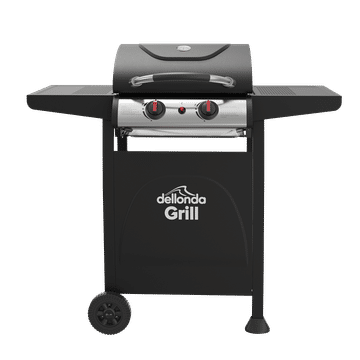 Dellonda 2 Burner Gas BBQ Grill with Ignition & Thermometer - Black/Stainless Steel