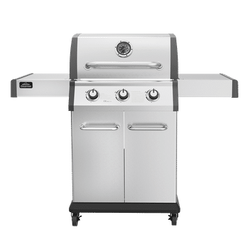 Dellonda 3 Burner Deluxe Gas BBQ Grill with Piezo Ignition & Wheels - Stainless Steel