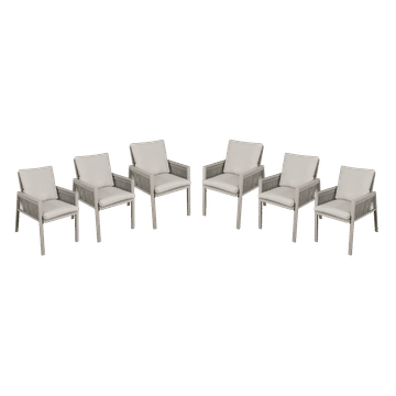 Dellonda Fusion Garden/Patio Dining Chair with Armrests, Set of 6, Light Grey - DG49