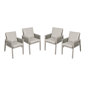 Dellonda Fusion Garden/Patio Aluminium Dining Chair with Armrests, Set of 4, Light Grey - DG50