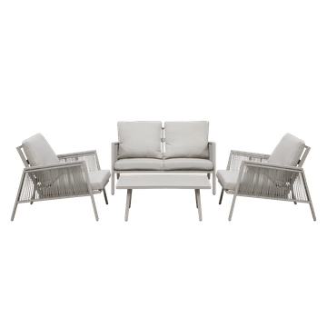 Dellonda Fusion Aluminium 4-Piece Outdoor Sofa, Arm Chairs & Coffee Table Set