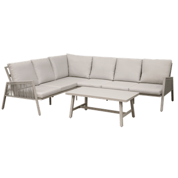 Dellonda Fusion 4-Piece Outdoor Garden Corner Sofa & Coffee Table Set, Aluminium