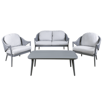 Dellonda Echo 4-Piece Aluminium Outdoor Garden Sofa Arm Chair & Coffee Table Set