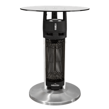 Dellonda Bistro Table with 1200W Heater, 65cm, Black/Stainless Steel