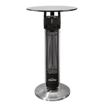 Dellonda Bistro Table with 1600W Heater, 95cm, Black/Stainless Steel