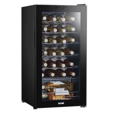 Baridi 28 Bottle Wine Fridge with Digital Touch Screen Controls & LED Light, Black - DH10