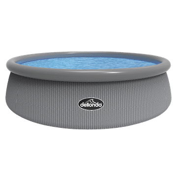 Dellonda 15ft Round Garden Kids Paddling Swimming Pool & Pump Grey Rattan