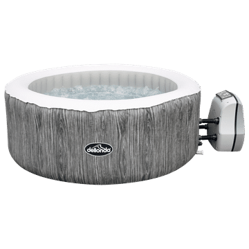 Dellonda 2-4 Person Inflatable Hot Tub Spa with Smart Pump - Wood Effect