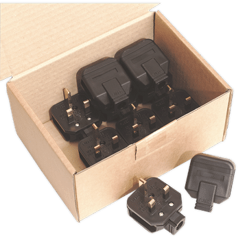 Black 13A heavy-Duty Plug Pack of 10