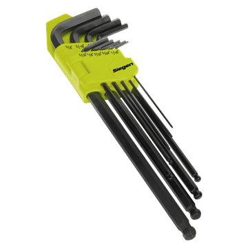 Ball-End Hex Key Set 9pc Extra-Long Imperial