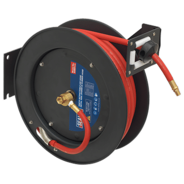 Retractable Air Hose Metal Reel 15m Ø10mm ID Rubber Hose