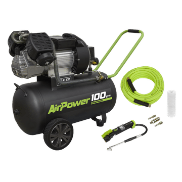 Air Compressor 100L Direct Drive 3hp & Air Accessory Kit