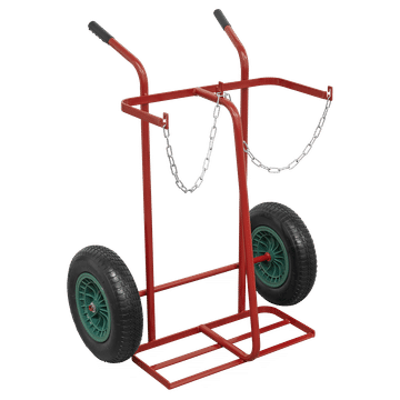 Welding Bottle Trolley with Pneumatic Tyres - 2 Bottle