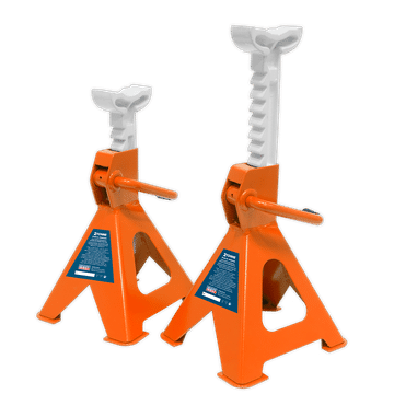 Axle Stands (Pair) 2 Tonne Capacity per Stand Ratchet Type - Orange