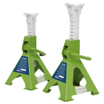 Axle Stands (Pair) 3 Tonne Capacity per Stand Ratchet Type - Hi-Vis Green