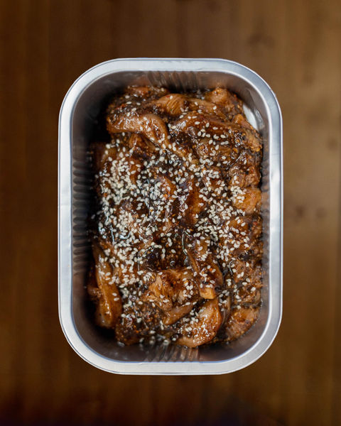 Chicken in black bean sauce with sesame dressing