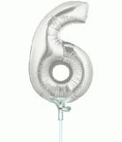 Megaloon Jrs 14inch Number 6 Silver packaged - Foil Balloons