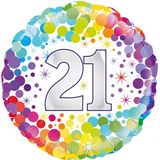Oaktree 18inch 21st Colourful Confetti Birthday - Foil Balloons