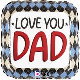 Betallic 18inch Love You Dad Argyle - Foil Balloons