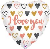 Betallic 18inch Rose Gold Hearts I Love You Holographic - Foil Balloons