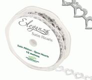 Eleganza Open Satin Hearts 15mm x 10m Silver No.24 - Ribbons