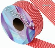Eleganza Poly Ribbon 50mm x 50m - Gingham Red - Ribbons