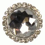 Diamanté Brooches - Gem stone with diamanté surround Clear 22mm 3pcs - Accessories