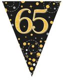 Party Bunting Sparkling Fizz 65 Black & Gold Holographic 11 flags 3.9m - Banners & Bunting