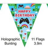 Party Bunting Blox Game Birthday Holographic 11 flags 3.9m - Banners & Bunting